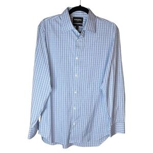 Bonobos Men’s Stretch Slim Fit‎ Blue Red White Plaid Long Sleeve Button Up 16/34
